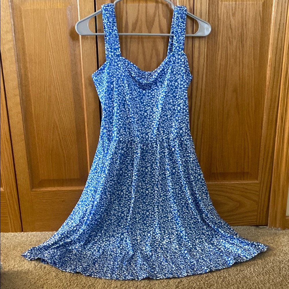 Blue Floral Sleeveless Dress